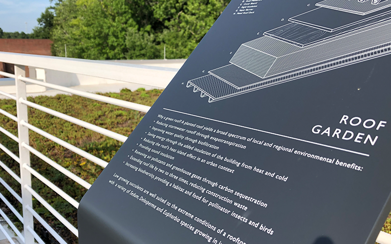 Billboard showing benefits of green roof