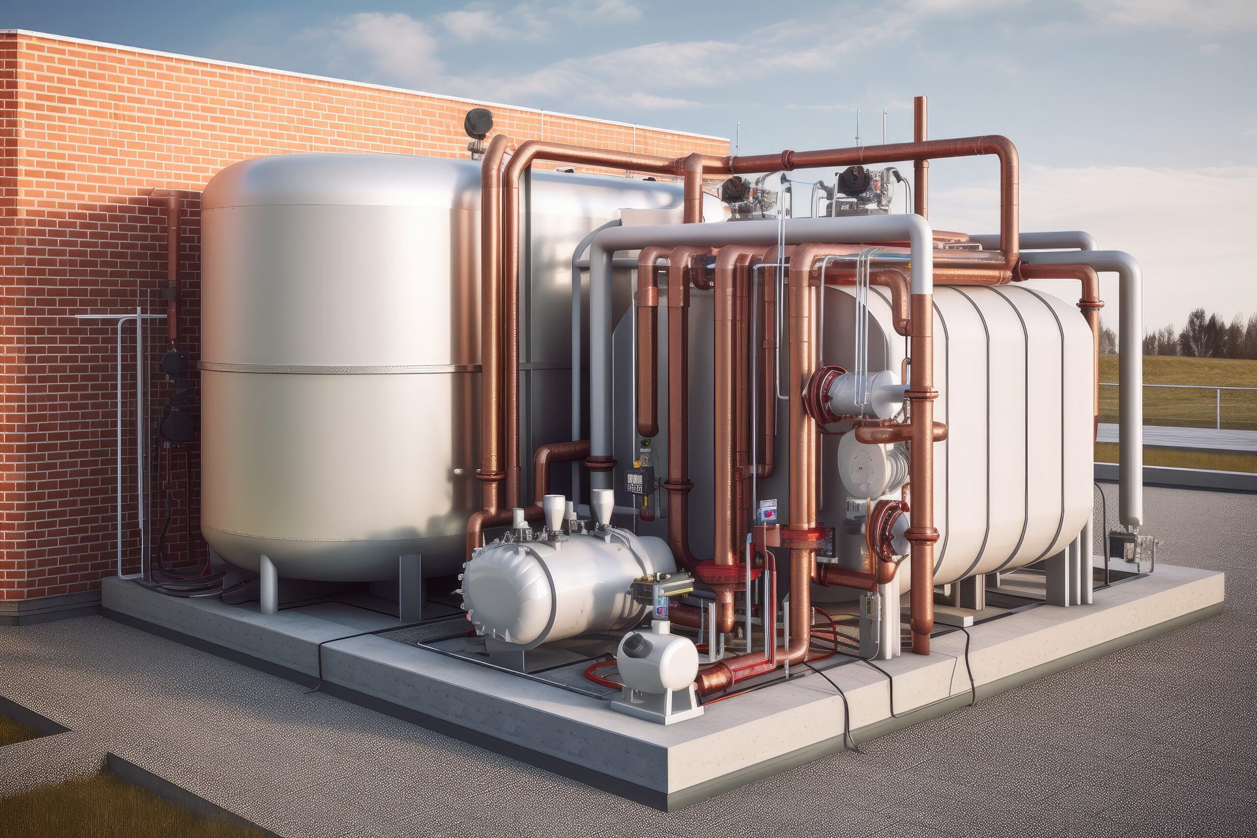 Geothermal energy system with heat exchanger and hot water storage tank